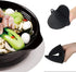 Silicone Oven Mitts - Mini Finger Protector Pot Holder for Cooking, Baking, BBQ, Heat Resistant Gloves, 2 Pairs (Black,