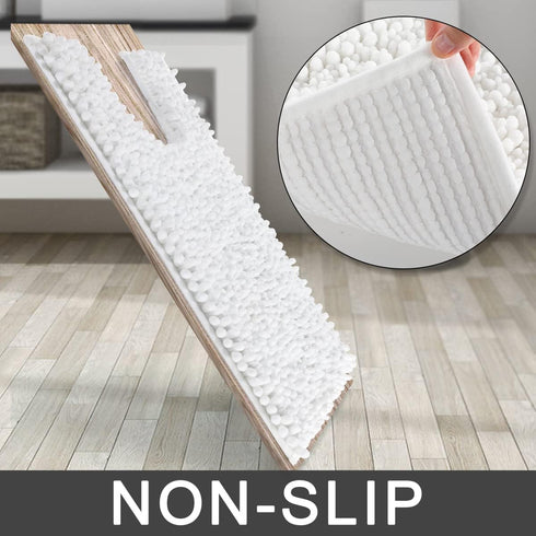 Yimobra Luxury Shaggy U-Shaped Toilet Rug, 24.4 Inches, Soft Non-Slip Bath Carpet, Quick Drying White