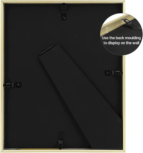 Golden State Art Gold 8x10 Aluminum Frame for 8 x 10 Picture or 5x7 Photo with Mat - Shatter-Resistant Glass