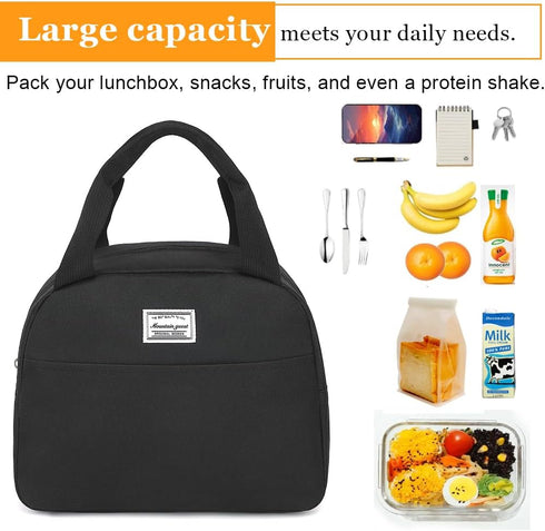 Insulated Cooler Lunch Bag for Women & Men, Water Resistant Lunch Tote Bag (Shoulder Strap Not Included)