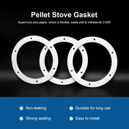 6" Pellet Stove White Gasket for Combustion Exhaust Fan Mounting Blower Seal, 3/pack for Most Pellet Stoves
