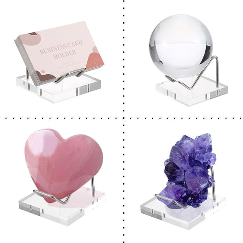 Hipiwe Metal Display Stand with Acrylic Base, Small Easel for Geodes, Crystals, Business Card Holder