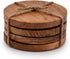 Samhita Acacia Wood Round Coasters, Set of 4 for Protection of Tabletop, Countertop from Water Marks or Damage