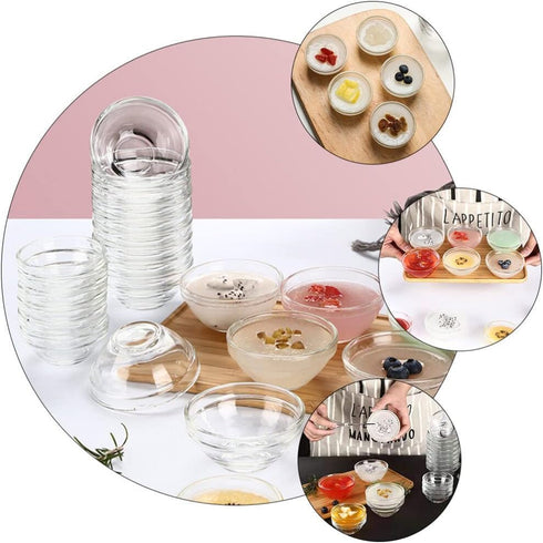 BESTonZON Small Glass Bowls Set, 6pcs 2.3 inch Mini Prep Pinch Bowls for Cooking, Small Kitchen Dessert Bowls