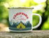 Campfire and Cuddles Enamel Camp Mug, Outdoor Camping Coffee Cup, Mountain Nature Hiking Gift (12oz)