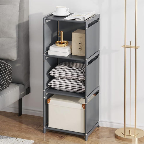 RIIPOO 3-Cube Closet, 4-Layer Versatile Storage Organizer Shelves for Bedroom Space-Saving Bookshelf | Compact Bookcase