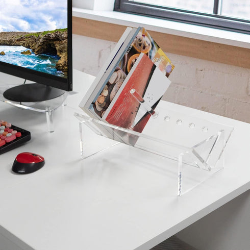 Sumerflos Acrylic Desktop Bookcase, Clear Modern Storage Organizer for Office Home, Bookshelves for CD/Magazine/Book