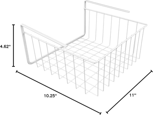 White Wire Under-Shelf Storage Basket, 10-Inch, Durable Organization Solution for Kitchen and Pantry