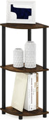 Furinno Turn-N-Tube 3-Tier Reversible Corner Display Rack, Multipurpose Shelving Unit, Amber Pine/Black