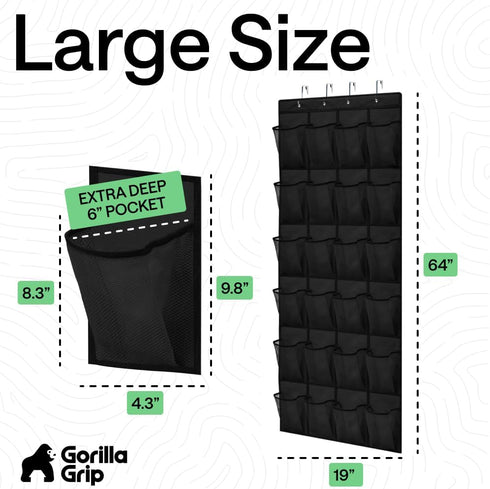 24 4 Closet Closets GORILLA GRIP Over the Door Shoe Organizer, Extra Large Breathable Mesh Pockets, Space Saving