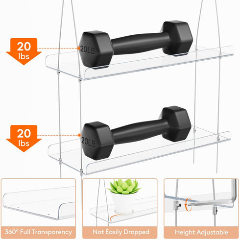 3-Tier 15", 38 15 cm/15x6 Lifewit Window Plant Shelves Acrylic Adjustable Hanging Floating Shelf, Window Sill Extender