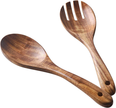 Muso Wood Acacia Salad Servers, 10-inch Set of 2 (Acacia Salad Servers)
