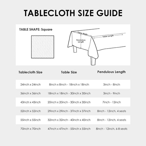 24 24 Inch Small Square White Tablecloth x Polyester Fabric Washable Table Cover Decorative Wrinkle Resistant Solid
