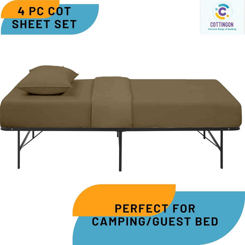 4 Set 33"X75", 4 7 Inch Cottingon Piece Cot Mattress Sheet Egyptian Cotton, Soft Sheets, Fits to Deep Pocket