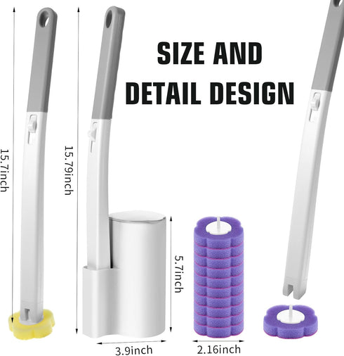 wutfuooo 60pcs Set Disposable Toilet Brush Cleaning System with Refills Pads Replacement Heads, Toilet Cleaning Stick