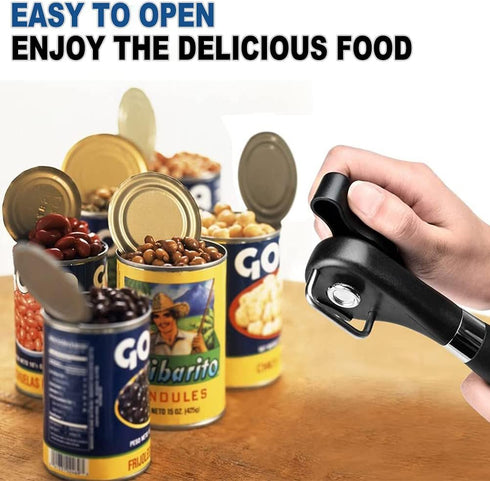 PAKITNER Safe Cut Can Opener - Smooth Edge, Handheld Easy Turn Knob, Ergonomic Stainless Steel Cutting Tool