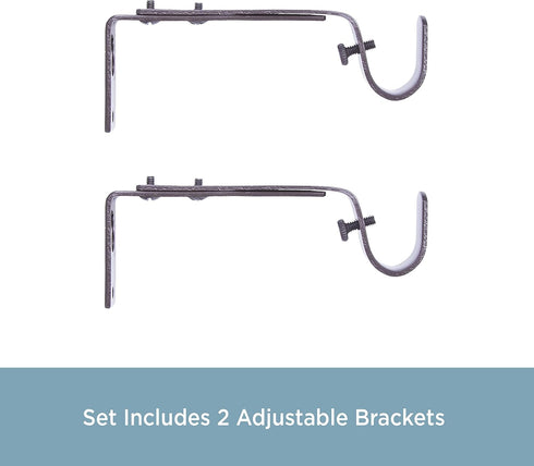 Kenney Adjustable Curtain Rod Brackets, Mocha (2-Pack)