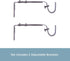 Kenney Adjustable Curtain Rod Brackets, Mocha (2-Pack)