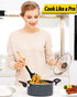 Pack 2 of Spaghetti Spoon, Silicone Pasta Fork with Wooden Handle, Heat Resistant Noodle Spoon Server, BPA Free