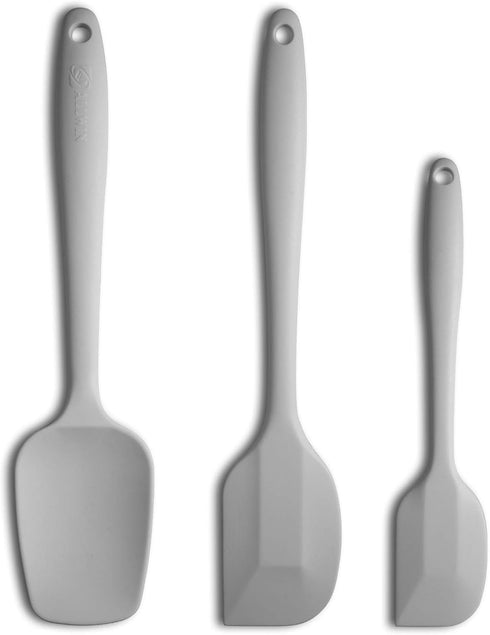 Silicone Spatula 3-Piece Set - High Heat-Resistant, Ergonomic Handle, Non-Stick Rubber with Stainless Steel Core, Light
