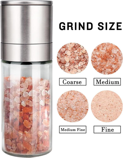 Gulex Salt Grinder Pepper Mill, Refillable, Adjustable Coarseness Black Pepper Grinder, Stainless Steel Sea Salt Shaker