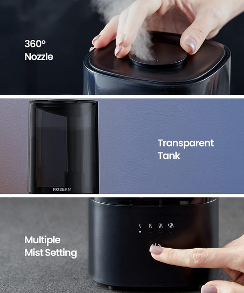 Humidifiers for Bedroom (1.1L) - Small Cool Mist Humidifier for Home Plant, Quiet Ultrasonic