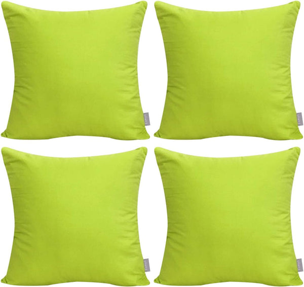 Thmyo 4-Pack 100% Cotton Comfortable Solid Decorative Throw Pillow Case, 18x18inch/45x45cm, Light Green
