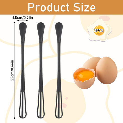 3 Pcs Tiny Whisk, Whisk Tool, Multifunctional Small Whisks for Cooking, Mini Whisk, Mini Small Wisk for Blending, Whisking, Beating Ingredients, Mixing Sauces by Abeillo