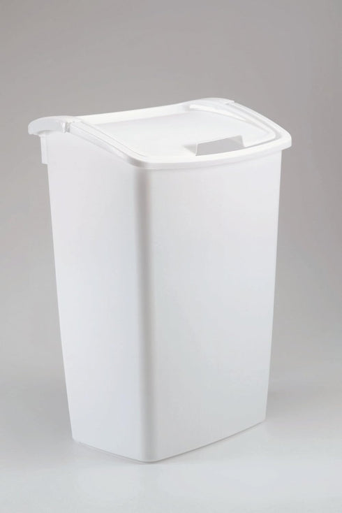 Rubbermaid White Dual-Action Swing Lid Trash Can, 11.25 Gallon