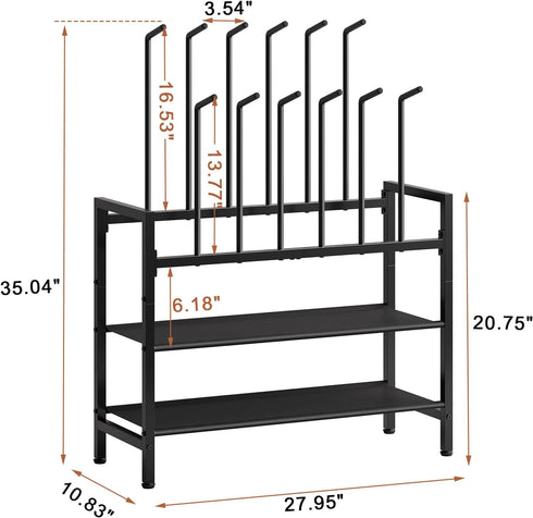 4-Tier Closet, 6 Free Standing Shoe Racks, Boot Rack Organizer for Tall Boots, Sneakers, High-Heel, Black Metal Shoe