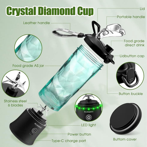 Portable Blender, Personal Size Blender for Smoothies, Freshly Squeezed Juices, Milkshakes and Baby food, Mini Blender 20 oz BPA Free, Suitable for Outdoor Sports, Family, Travel. (Black) by KCXGHYI