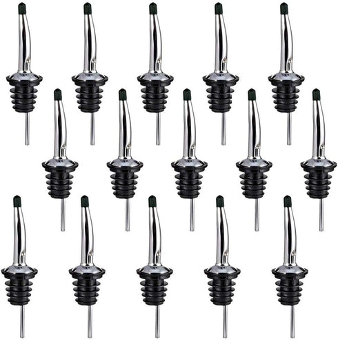 Swpeet 15 Pcs Stainless Steel Liquor Bottle Speed Pourers with Rubber Dust Caps for Pubs, Clubs, Restaurants, Bars