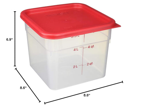 Cambro 6SFSPP190 CamSquare Storage Container, Translucent, 6 qt with Lid