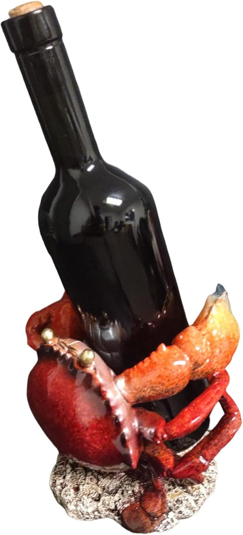 Counters Crab Wine Bottle Holder: Marine Life Inspired Wine Rest Statue for Tabletops and Unique Home Decor and Ideal