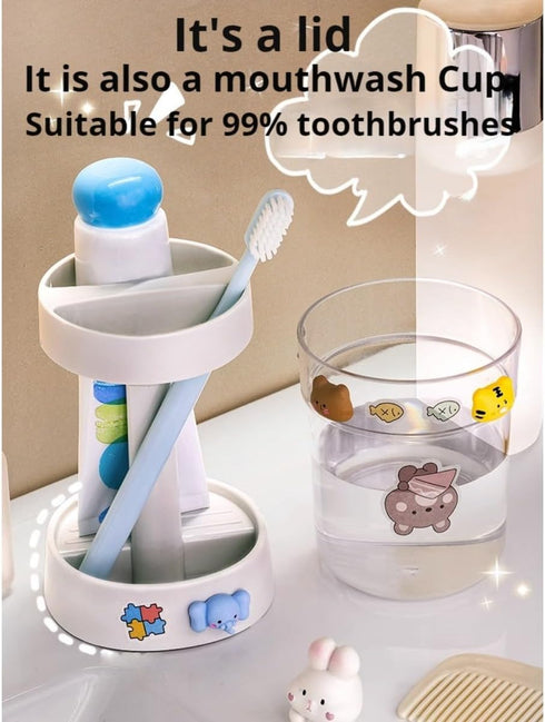POMN Kids Toothbrushes Holder with Cute Cup, with Kawaii Badge Sticker, Electric Toothbrush Holder for Kids Toddler
