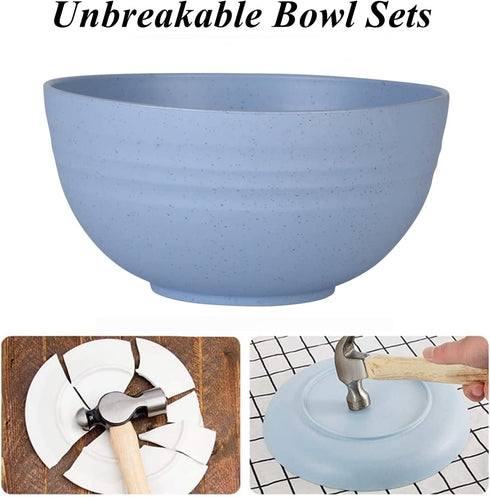 WANBY Lightweight Wheat Straw Cereal Bowls, Unbreakable Dinner Dishes, Dishwasher & Microwave Safe (Small 4 Pack 4.5')