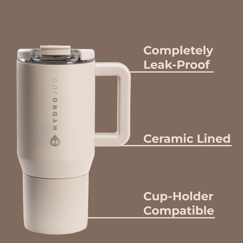 20 oz HydroJug Coffee Traveler - Leak-Resistant, Ceramic-Lined Insulated Travel Coffee Mug for Hot or Cold Drinks
