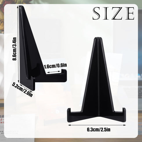 Bucherry 10 Packs Acrylic Easel Stands Mini Coin Display Easel Holder Mini Easel Stand Acrylic Stand for Display Place Card Holders Card Stands for Home Office Display, 3.4 x 2.5 Inch (Black)