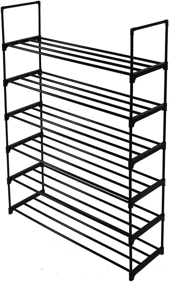 6-Tier Metal Shoe Rack, Stackable Shoe Tower, Shoe Storage Organizer Metal Cabinet