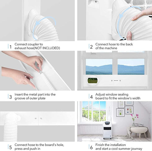 5.9 Portable Air conditioner Window Kit, Adjustable Vertical/Horizontal Sliding Window Kit Plate for Unit, AC Window