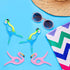 Sopito Jumbo Beach Towel Clips - Set of 4 Secure Hang Seal Clips for Beach Chairs, Pool, or Daily Use (Flamingo Parrot)