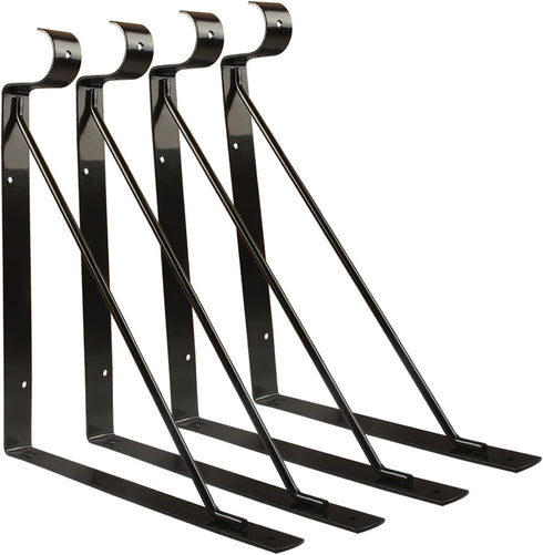 4 Packs Heavy Duty Closet Shelf and Rod Bracket, Eau Black Closet Shelf Bracket with Rod Support for Storage