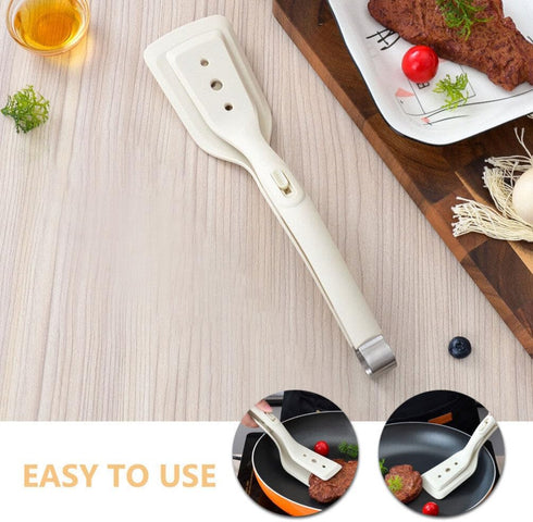 Alipis 2 in 1 Grip and Flip Spatula Tongs Silicone Egg Flipper Tong Bread Pancake Fish French Toast Omelet Making Steak Clamp for Home Kitchen Cooking Tool White by Alipis