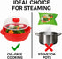 Microwave Steamer for Vegetables, Fish, Poultry & Rice – BPA-Free Cooking Container, Red, Dishwasher Safe