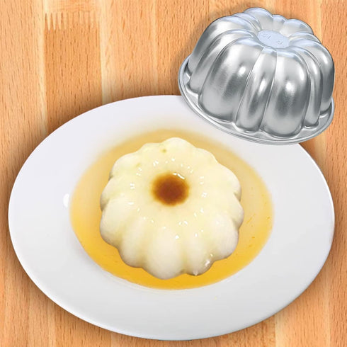 Weilan Egg Tart Molds Flower Shape, Aluminum Alloy Nonstick Pudding Pan, Cupcake Muffin Cups for Steaming and Baking