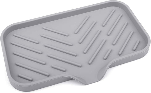 Silicone Kitchen Sink Tray Soap Dish Holder with Built-in Drain Lip, Large Countertop Organizer for Dish Soap/Sponge