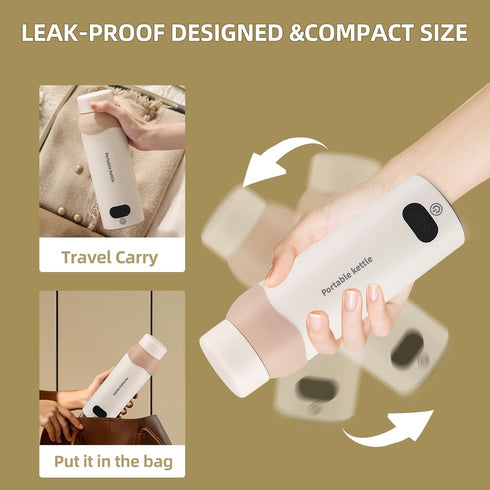 304 6 450mL Travel Electric Kettle Small Stainless Steel Portable Kettle with Automatic Shut Off & Temperature Control