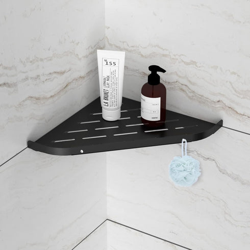 9" SUS304 2 Qeke Bathroom Corner Shelf, Shower Shelf Caddy, Stainless Steel Shelf Wall Mount Corner Shelf with Hooks