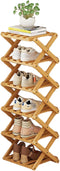 YYW Bamboo Shoe Rack for Entryway,Installation-Free and Foldable Vertical Shoe Storage Organizer,Free