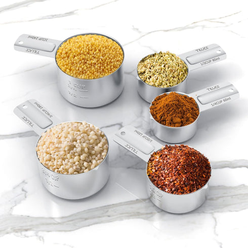 TILUCK Stainless Steel Measuring Cups Set, Kitchen Gadgets for Cooking & Baking, Set of 5